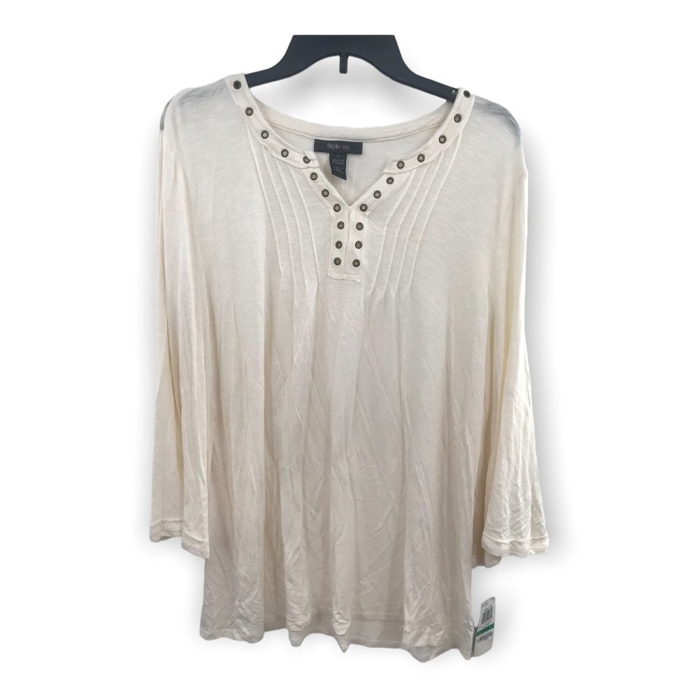 ^  Style & Co. Women's Large Ivory Pleated Shirt